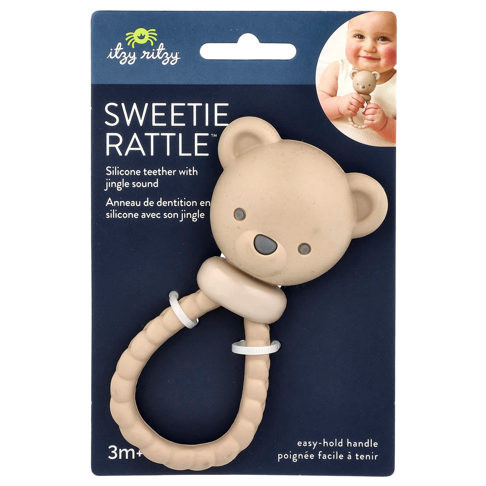 itzy ritzy, Sweetie Rtle™, силиконовый прорезыватель для зубов со вкусом звонка, для детей от 3 месяцев, мишка, 1 шт.