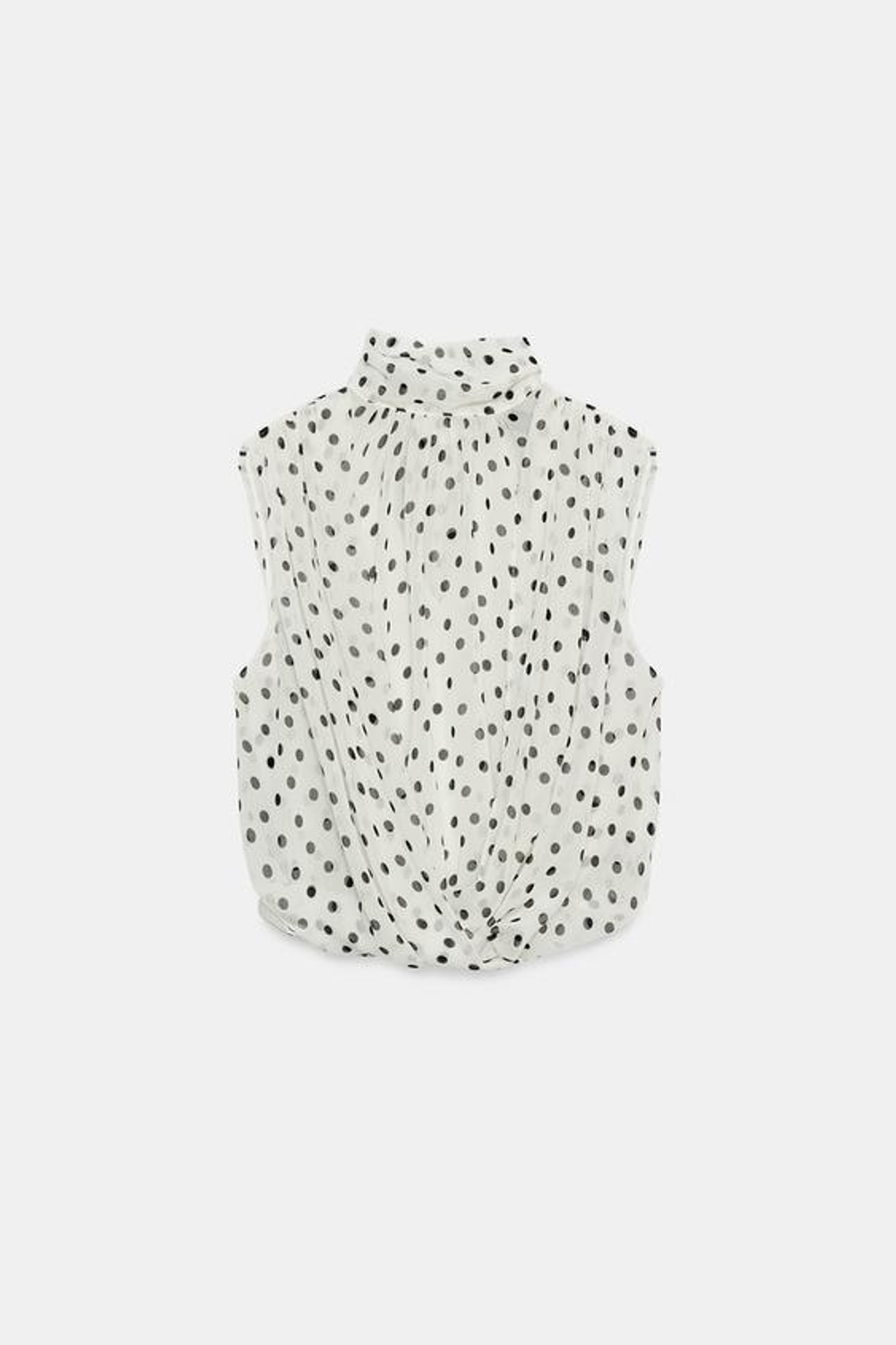 ZARA ДРАПИРОВАННЫЙ ТОП-БАЛЛОН, БЕЛЫЙ/ЧЕРНЫЙ