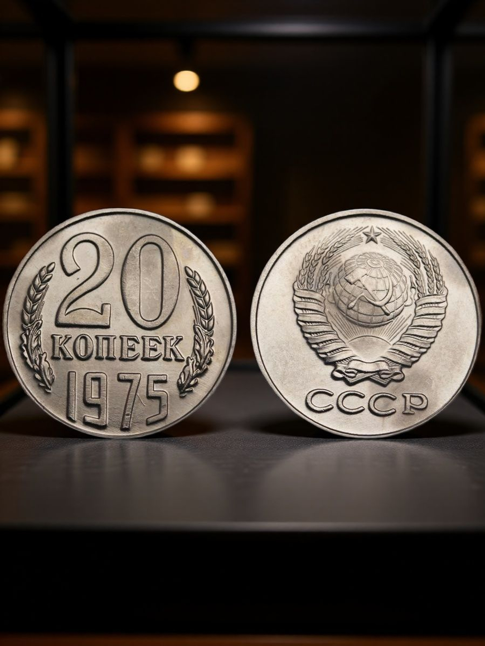 20 копеек 1975 года СССР. Советский Союз. Погодовка Советы. Копия редкой монеты никель