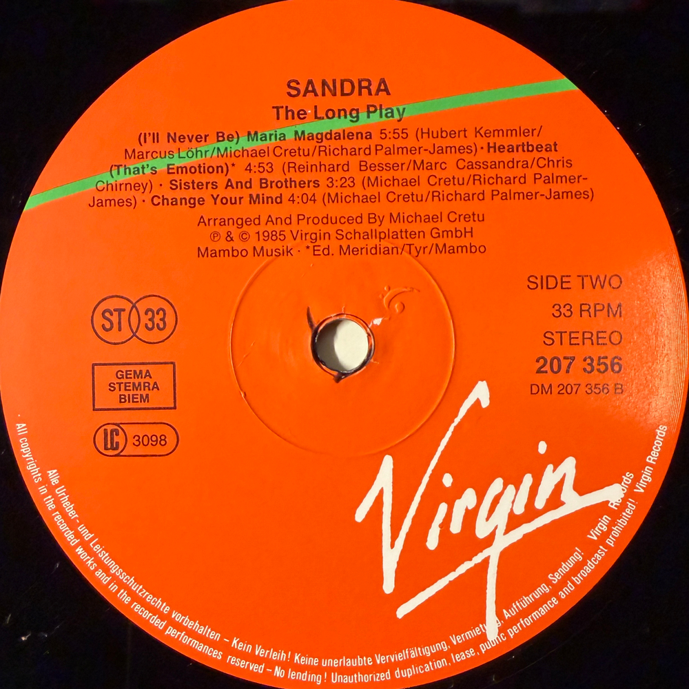 Sandra - The Long Play (Европа 1985г.)
