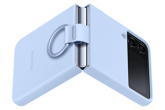 Чехол Samsung Silicone Cover with Ring для Z Flip 4 (EF-PF721TLEGRU) арктический голубой