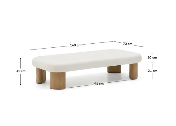 Журнальный столик Labra из цемента и акации 140 x 70 см