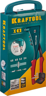 KRAFTOOL X-5F, 2.4 - 4.8 мм, удержание заклепки, литой заклепочник в кейсе (31173-H6)