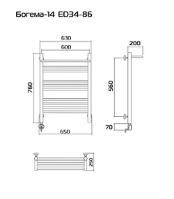 Богема-14 80х60 Электрический полотенцесушитель ED34-86