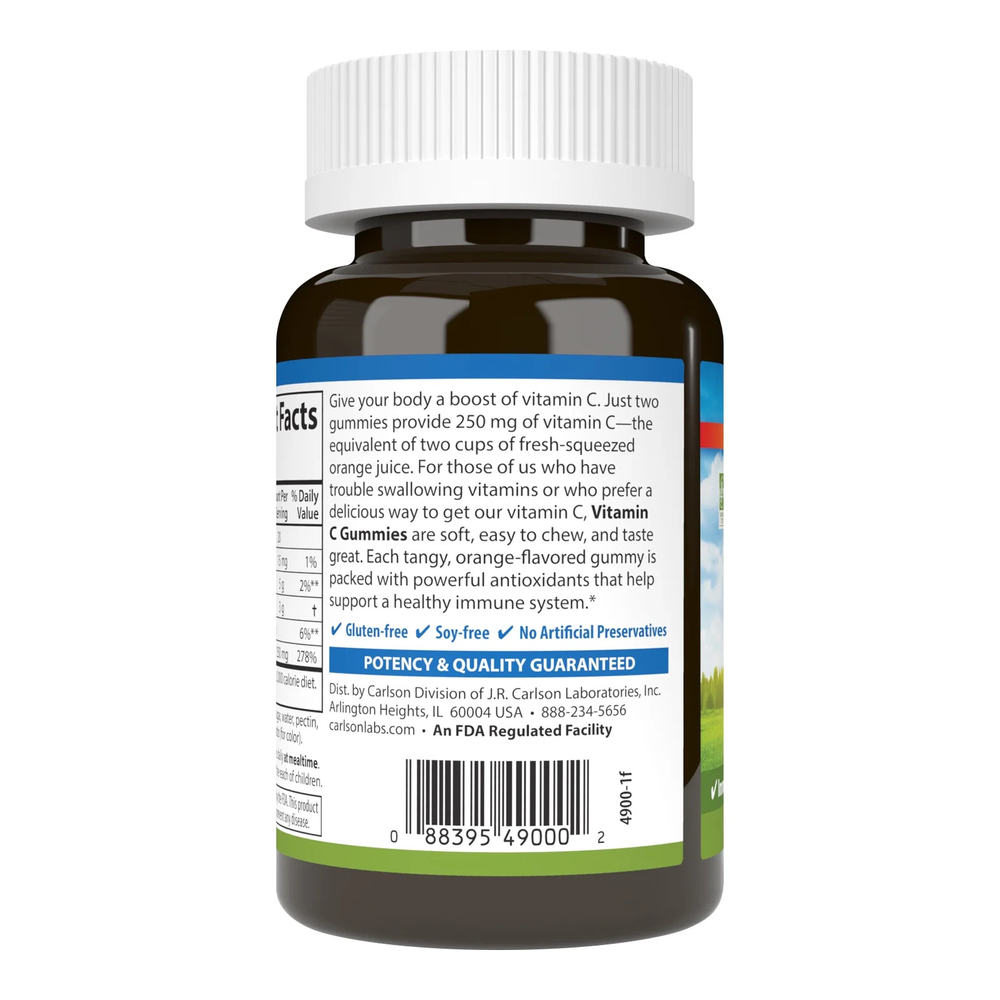 Carlson Labs, Vitamin C, 250 mg, 60 chewable gummies | Chaynaladigan vitaminlar, Vitamin C, 250 mg, 60 ta chaynaladigan pastilka