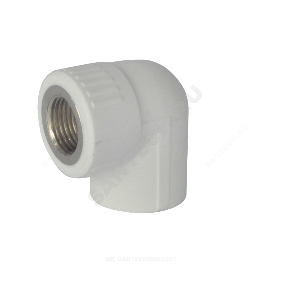 Угольник PP-R комбинированный белый Дн 20х3/4"х90гр ВР ZFPCL