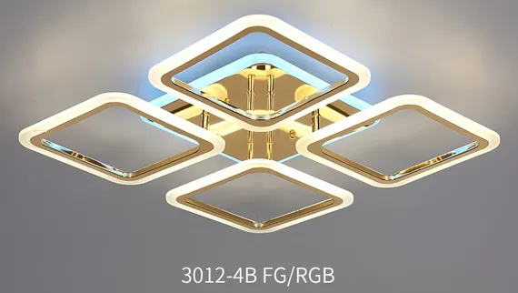 Люстра потолочная светодиодная Rilon 3012/4B FGD+RGB, 120 Вт, золотая