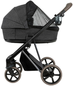 Детская коляска Roan Sol Vintage Luxury 2.0 3 в 1 с автокреслом Pituso Baesa Pro Black,Beige Canopy PIX/55/D Pixel/Dark/Nickel/руч.Cappuccino