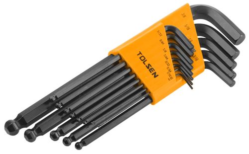 TOLSEN (TT20090) Набор Г-образных шестигранников 0,05"-3/8", дюймовые, с шаровым окончанием, 13 предметов