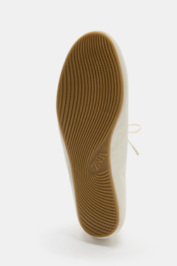 ZARA КОЖАНЫЕ БАЛЕТКИ, ЭКРЮ
