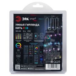 Светодиодная новогодняя гирлянда ЭРА ERASG -01 умная нить RGB 10 м управление через мобильное приложение | Гирлянды