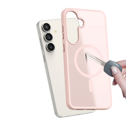 Прозрачный матовый чехол светло-розового цвета с MagSafe от Dux Ducis для Samsung Galaxy S25 FE, серия Yind Series Case