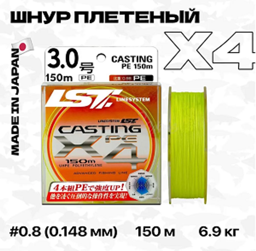 Шнур LINESYSTEM Casting PE X4 #3 (150m) yellow