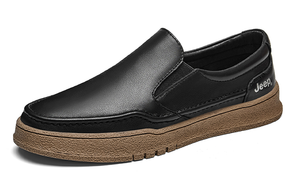 Jeep Casual Leather Shoes Men"s Low top Black