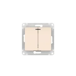 Выключатель двухклавишный с подсветкой Systeme Electric Glossa Бежевый, самозажимные клеммы GSL000253S