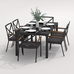 Обеденная группа Ideal Patio КАНА  ФЕСТА  каркас карбон, стол стекло 180, ткань антрацит