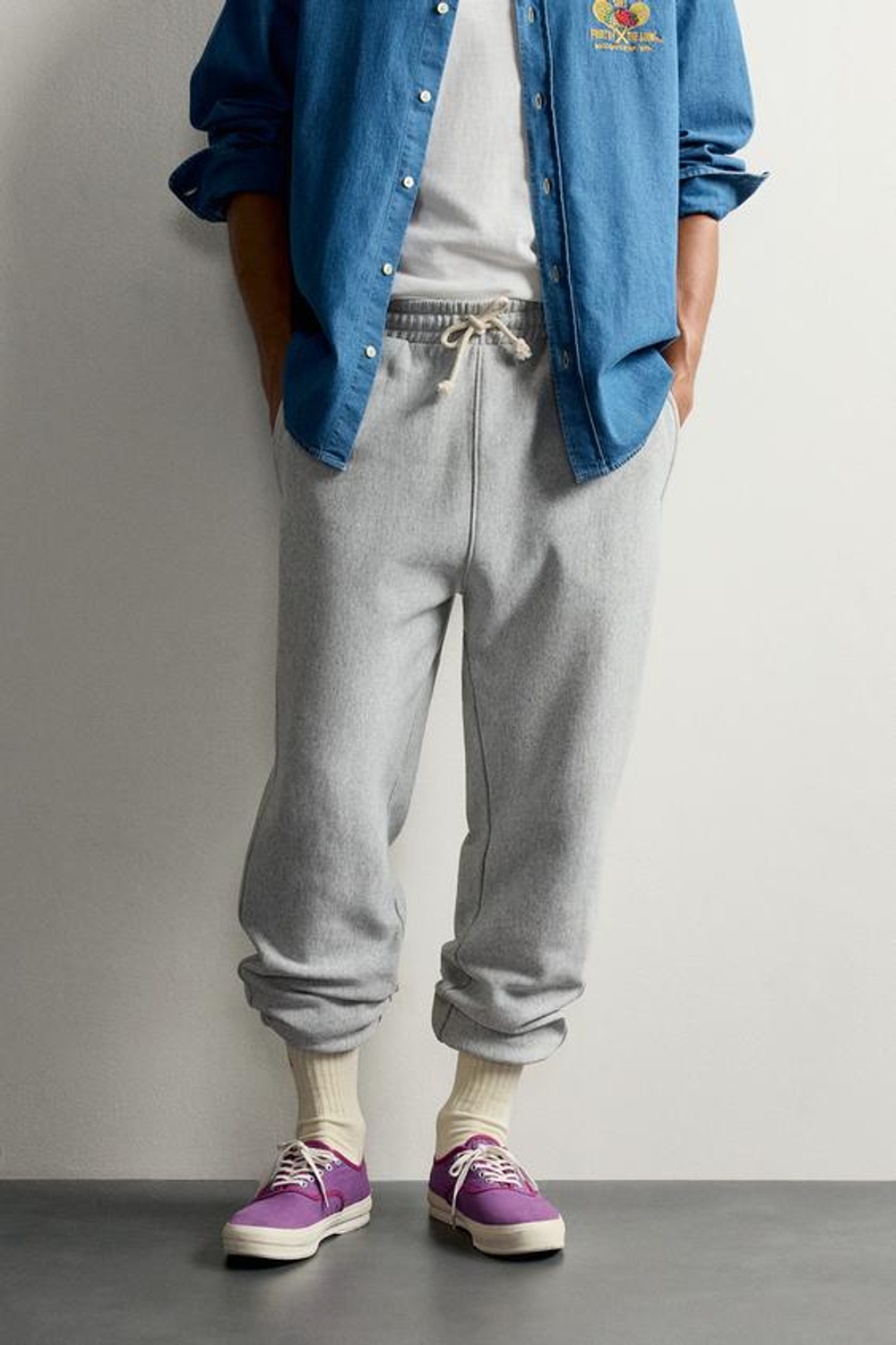 ZARA - FRUIT OF THE LOOM™ БРЮКИ-ДЖОГГЕРЫ, СЕРЫЙ МЕЛАНЖ