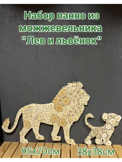Набор панно из можжевельника "Лев и львенок"