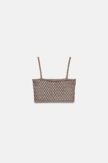 ZARA УКОРОЧЕННЫЙ ТОП, РОЗОВАТО-КОРИЧНЕВЫЙ