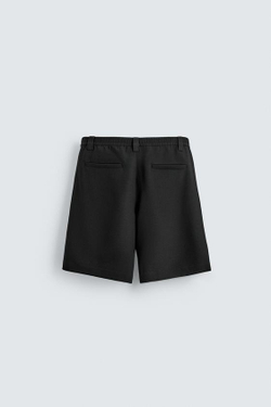 ZARA ШОРТЫ RELAXED FIT С БОКОВЫМИ СКЛАДКАМИ, ЧЕРНЫЙ