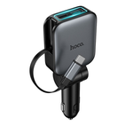 Автомобильное заряд. устр. Hoco Z67 с шнуром Type-C(75см) 1USB/1USB-C QC3.0 2.4A 45W/60W черное