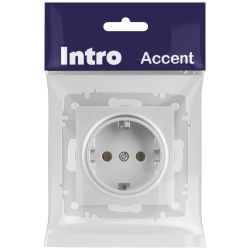Розетка Intro Accent 6-202-03 2P+E Schuko 16А-250В IP20 СУ AL/CU алюминий | Intro