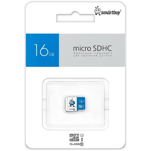 micro SDHC карта памяти Smartbuy 016GB UHS-I BLUE (без адаптеров)