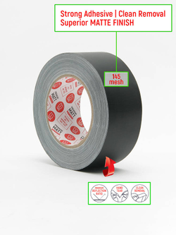 Супер Клейкая! Супер Матовая прочная лента на тканевой основе 145MESH - Gaffer Tape@MATT STRONG - Гаффа тейп 50мм/25м - Черный
