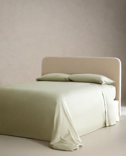ZARA HOME (300 НИТЕЙ) ПРОСТЫНЯ НА РЕЗИНКЕ ИЗ САТИНА | ВЫСОТА 40 СМ, СВЕТЛО-ЗЕЛЕНЫЙ