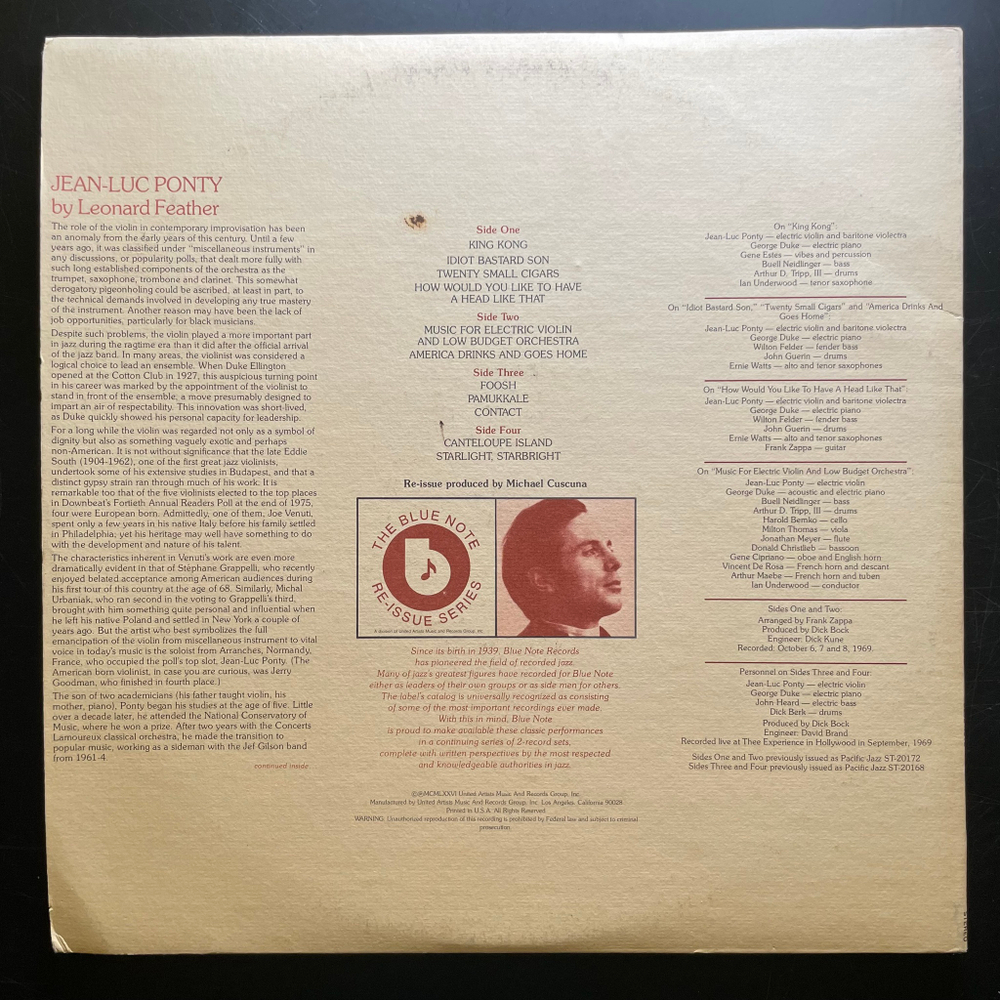Jean-Luc Ponty ‎– Canteloupe Island 2LP (США 1976г.)