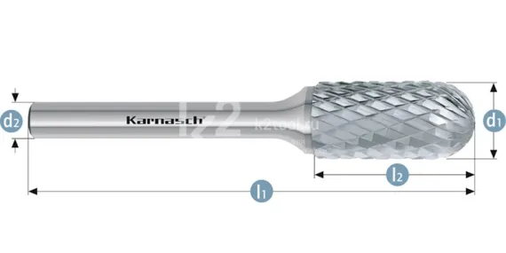 Борфреза твердосплавная Karnasch форма C, 6х18х6х50 мм, насечка HP-6, без покрытия, арт. 11.3024-055