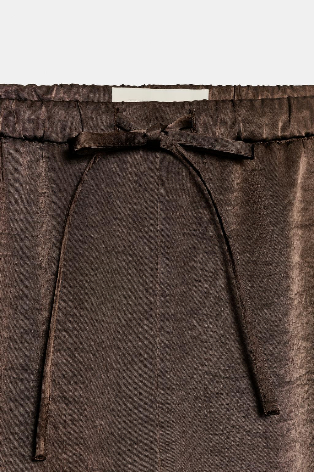 ZARA АТЛАСНЫЕ БРЮКИ ПРЯМОГО КРОЯ, КОРИЧНЕВЫЙ
