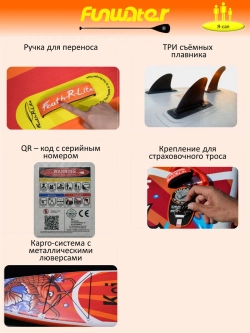 Сапборд двухслойный надувной 200 кг FunWаtеr Кои 350 см