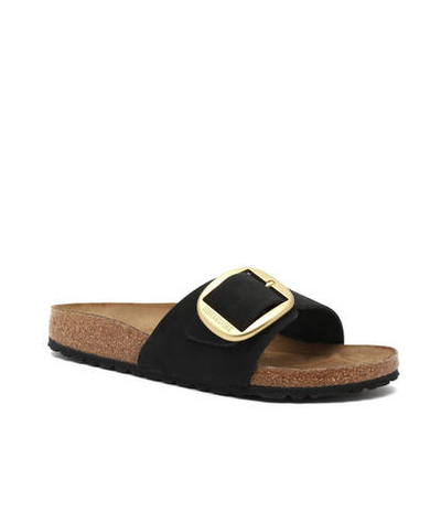 Шлепанцы кожаные madrid big buckle Birkenstock - черный(1023373)