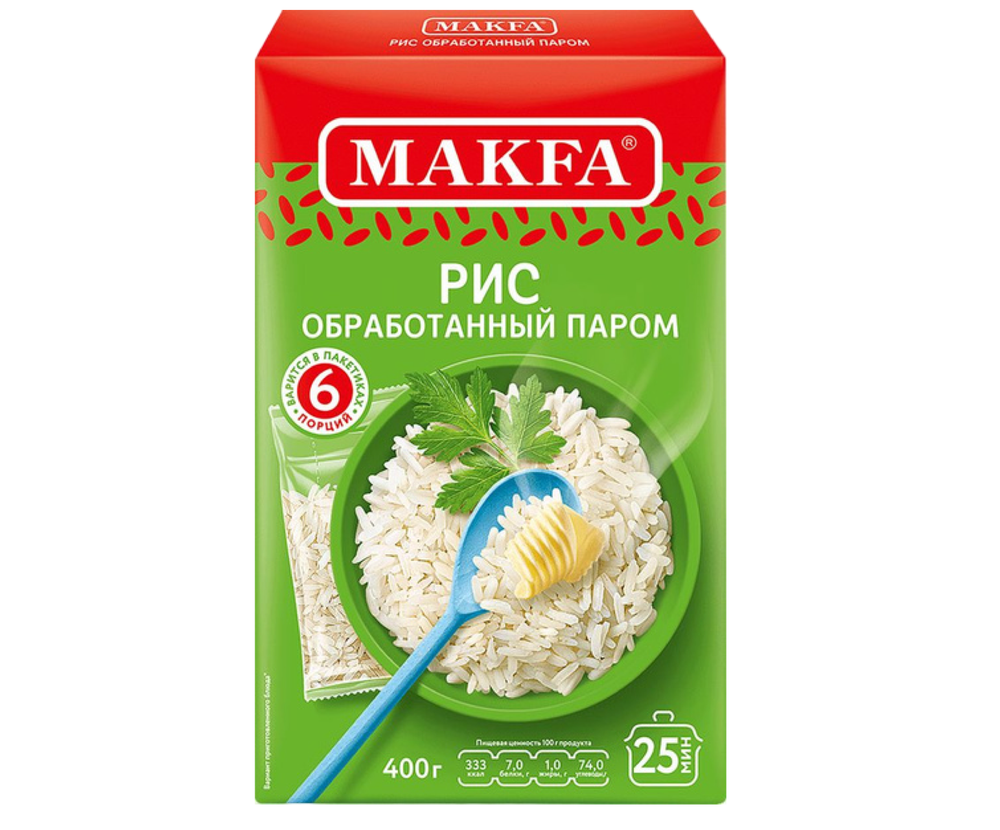 Рис Макфа шлифов длинозерный обраб паром вар/пак 400г