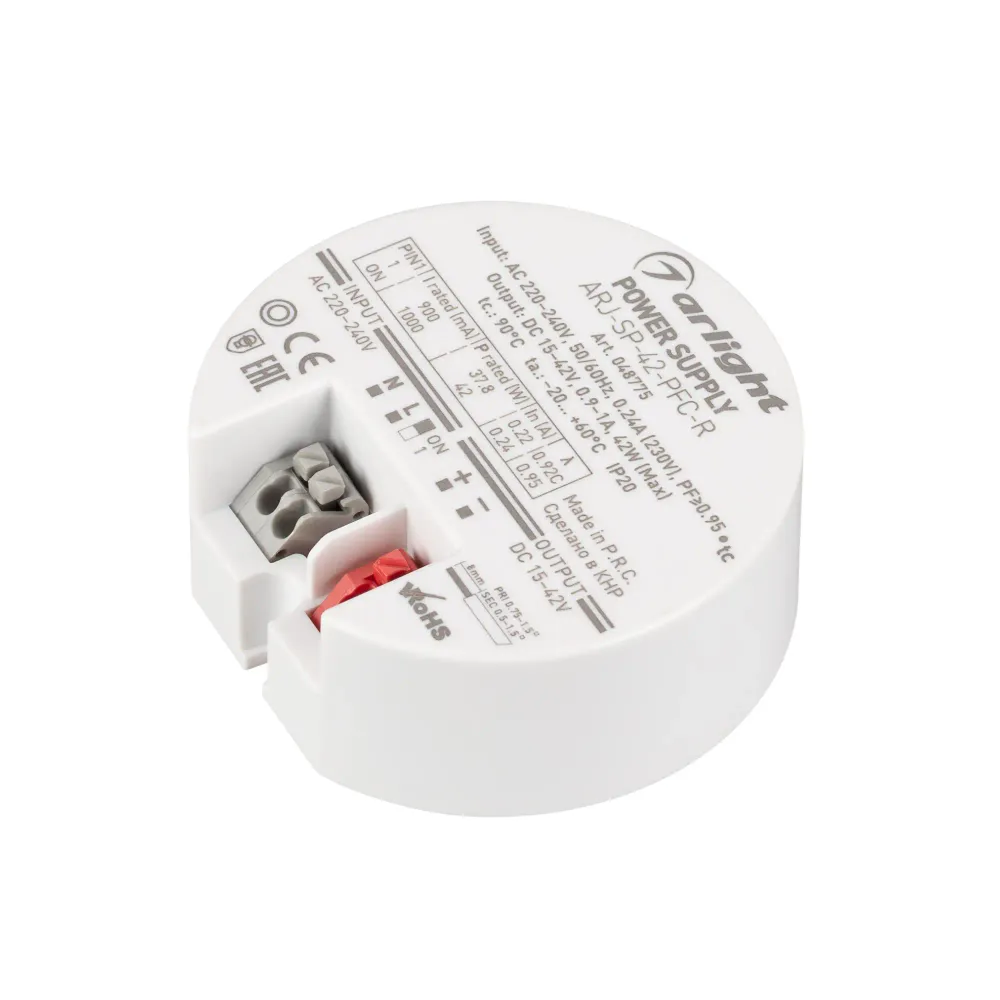 Блок питания ARJ-SP-42-PFC-R (42W, 15-42V, 0.9-1A) (Arlight, IP20 Пластик, 5 лет) Блок питания ARJ-SP-42-PFC-R (42W, 15-42V, 0.9-1A) (Arlight, IP20 Пластик, 5 лет)