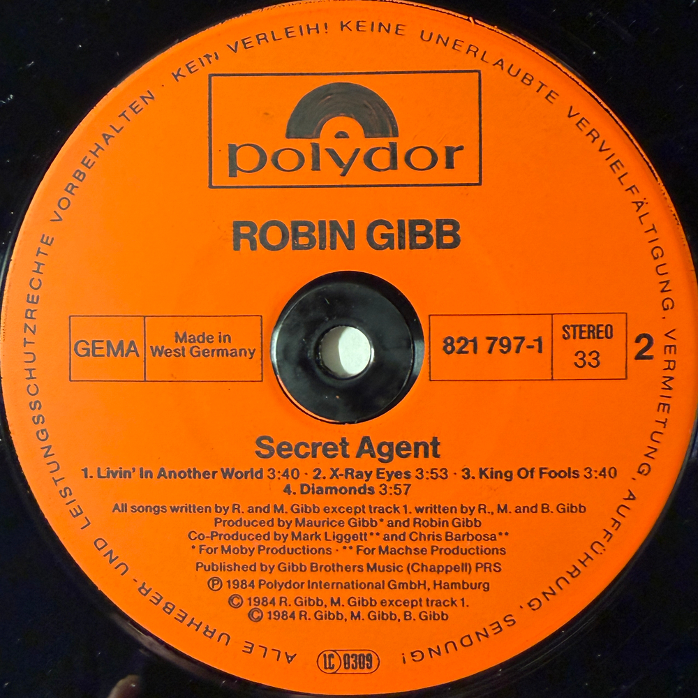 Robin Gibb ‎– Secret Agent (Германия 1984г.)