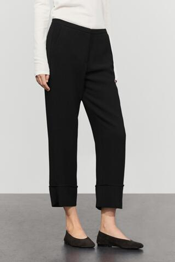 Massimo Dutti Брюки-капри с манжетами, черный