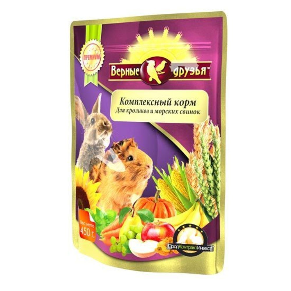 Верные друзья ПРЕМИУМ, Корм для кроликов и морских свинок, 450 г