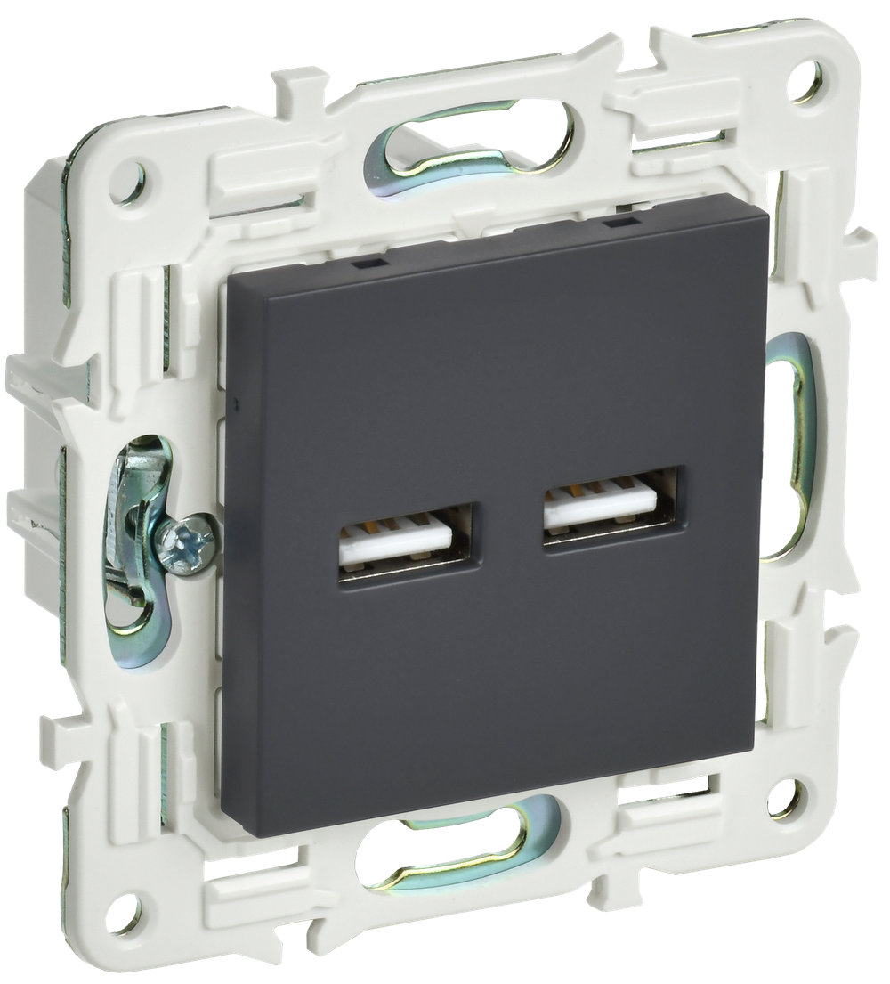 SKANDY Розетка USB A+A 3,1А SK-R15G графит IEK