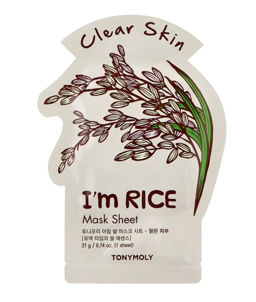 TONY MOLY тканевая маска I’m Real Rice очищающая 21 гр