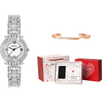 KANGOL Turn Of Fortune Baby"s Breath Quartz Movement Metal Strap Watch Women"s Watch White Dial