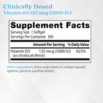 Doctor's Best, витамин D3, 125 мкг (5000 МЕ), 360 мягких таблеток