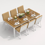 Обеденная группа Ideal Patio ТЕЛЛА  ГИРА  каркас белый, стол тик 200, ткань бежевая