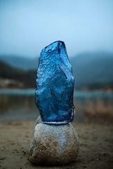 Ирен (синяя) Ваза стеклянная 16х11х38см