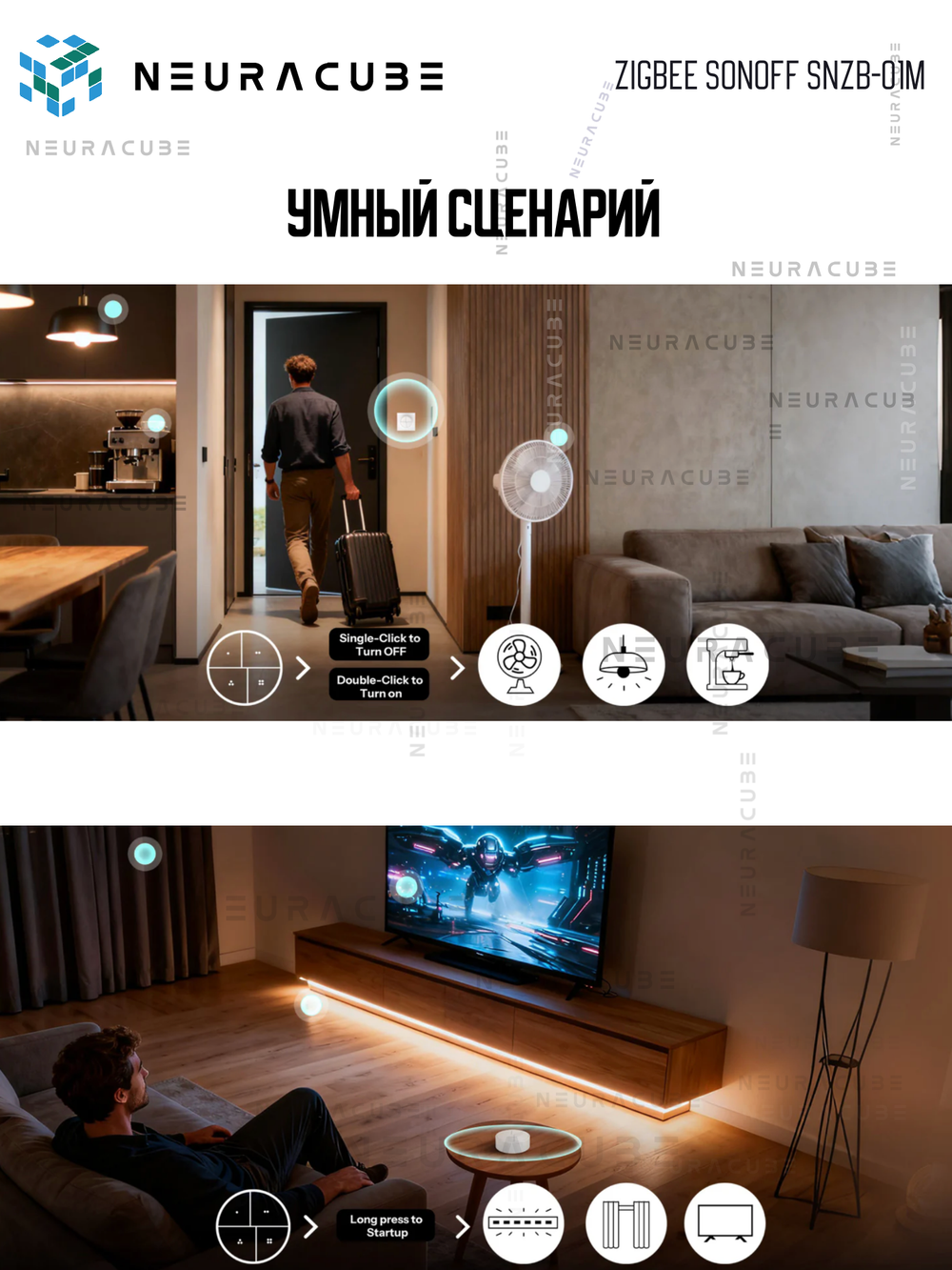 Zigbee Беспроводная кнопка Sonoff SNZB-01M