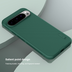 Усиленный чехол зеленого цвета (Dark Green) от Nillkin для Google Pixel 9 и 9 Pro, серия Super Frosted Shield Pro