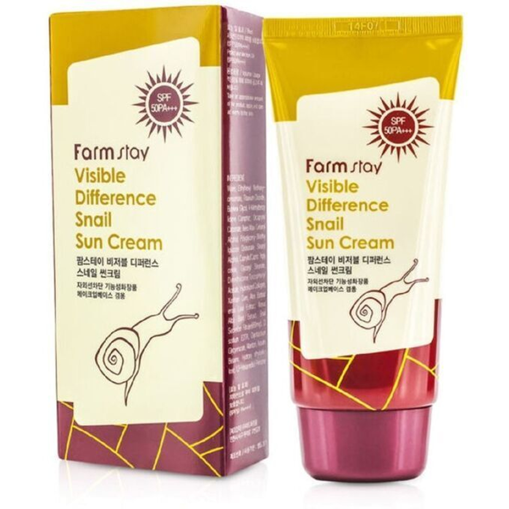 Солнцезащитный крем с экстрактом улитки FarmStay Visible Difference Snail Sun Cream SPF50+ PA++++, 70г