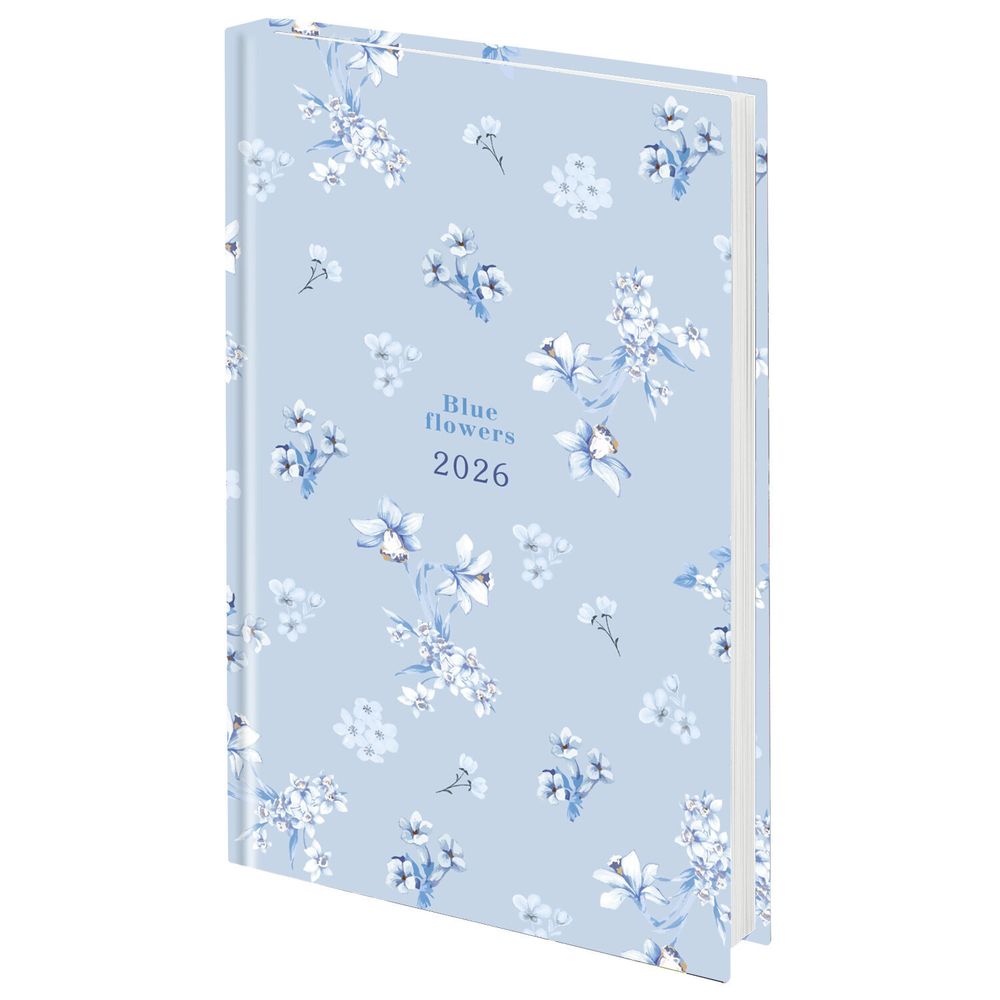 Ежедневник датированный 2026 145х215 мм А5 STAFF "Blue Flowers" (117316)