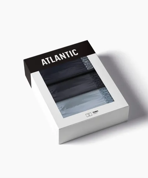 Трусы мужские боксеры (3шт), Atlantic 3MH-215, бамбук, темно-синий + голубой + графитовый